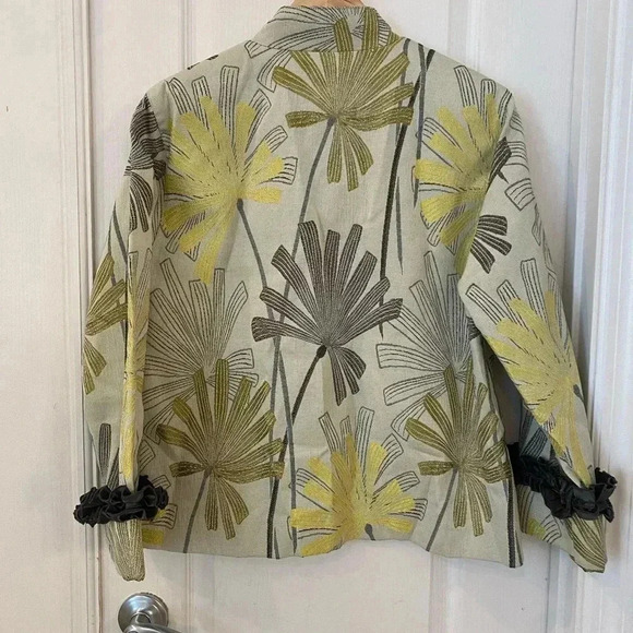Caroline Rose Womens Yellow Flower Print Jacket - Picture 6 of 6
